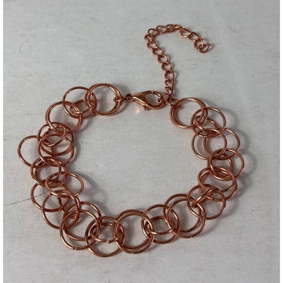 Copper Double Link Chain Bracelet 7.5 - 10 inches Long - Picture 1 of 3